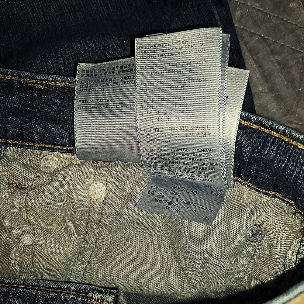 Levi's 514 Straight Fit Dark Wash Stretch Denim Jeans Mens 40x30 W40 L30 Red Tab - Picture 12 of 12